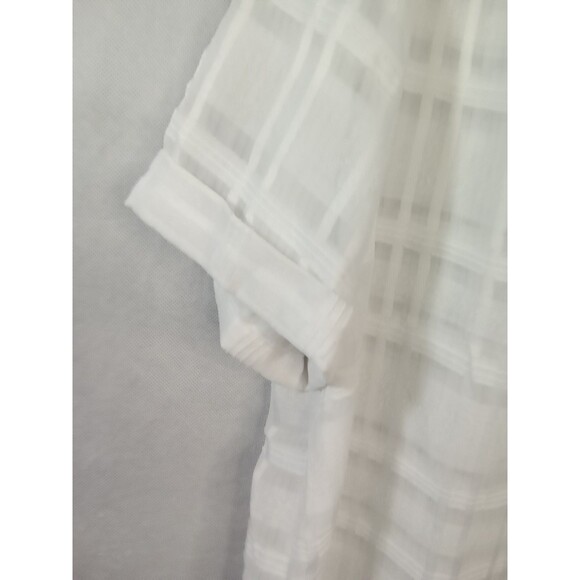 Alfani Women Lg White Short Sleeve V Neck Sheer Blouse - Picture 5 of 11